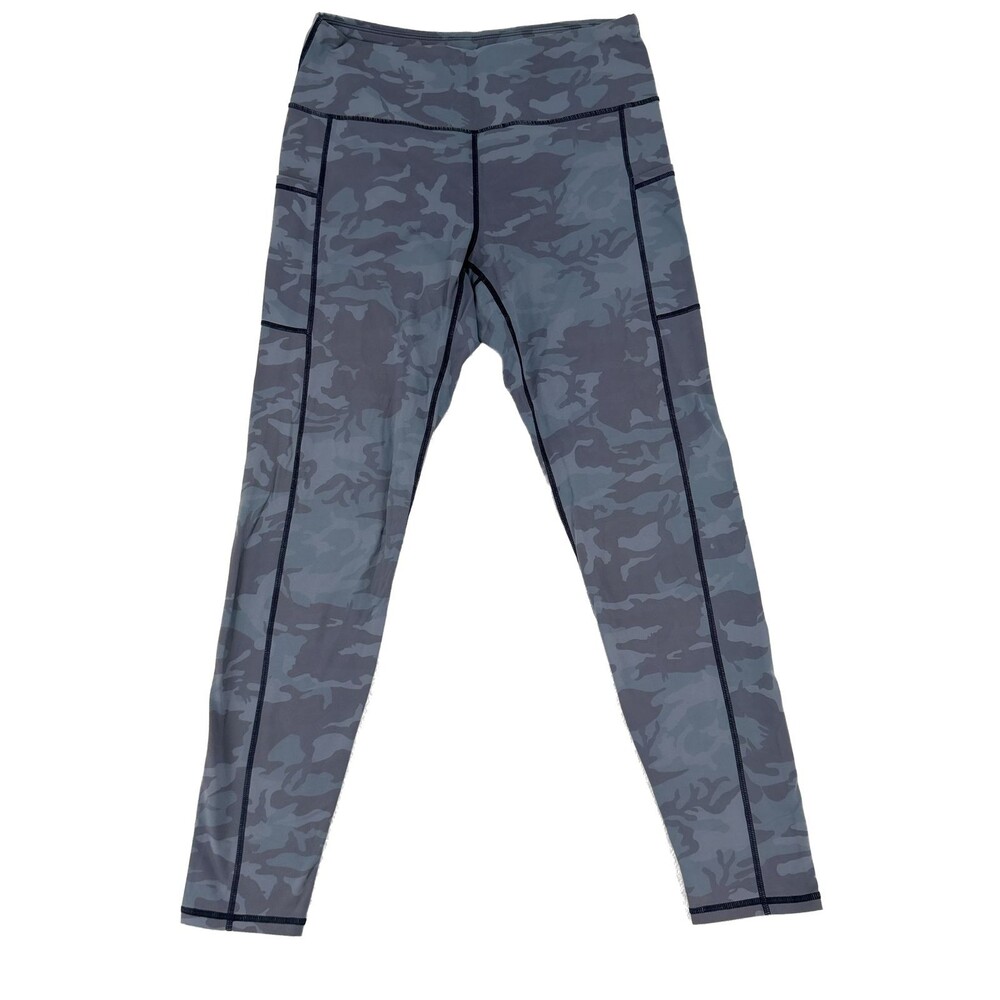 SIORO Womens Leggings L High Waist Pockets Blue Camo‎ Activewear Yoga Workout